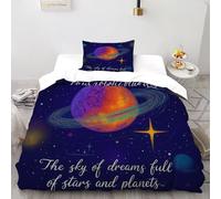 SHOVERKD Planet Sky Bedding Set 3D Digital Printing Cosmos Cosmic Bodies Duvet Cover Set 2 Pieces Microfiber Quilt Cover Suitable for Family couple children with Pillow Single（135x200cm）
