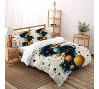SHOVERKD Planets Nebula Bedding Set 3D Design Cosmos Cosmic Bodies Duvet Cover Set 3 Pieces Microfiber Quilt Cover Suitable for Family couple children with Pillowcase Super King（260x220cm）