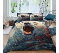 SHOVERKD Polar Bear Red Bedding Set 3D Design Animal Themes Wildlife Duvet Cover Set Chic Breathable Comforter Cover Suitable for Family,couple,children Pillowcase King(220x240cm)