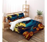 SHOVERKD Pumpkin Castle Bedding Set Theme Bedspread Halloween Moonlit Duvet Cover Set Microfiber Comforter Cover Universal for All Seasons Pillowcase Super King（260x220cm）