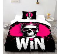SHOVERKD Purple Crown Skull Bedding Set 3D Printed Halloween Festival Theme Duvet Cover Set 2 Pcs Microfiber Comforter Cover for Family,couple,children with Pillow Single(135x200cm)