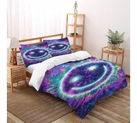SHOVERKD Purple Emoji Bedding Set 3D Design Gothic Themes Duvet Cover Set Chic Breathable Quilt Cover Suitable for Family, Couple, Children with Pillow Double(200x200cm)
