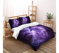 SHOVERKD Purple Wolf 3D Printed Quilt Cover Set Bedding 3Pcs Luxury Microfiber Wild Forest Animal with Pillowcases,Hidden Zipper for Boys And Girls Double（200x200cm） Modern Home Decor