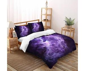 SHOVERKD Purple Wolf 3D Printed Quilt Cover Set Bedding 3Pcs Luxury Microfiber Wild Forest Animal with Pillowcases,Hidden Zipper for Boys And Girls Double（200x200cm） Modern Home Decor