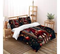 SHOVERKD Red Horse Christmas Bedding Set 3D Digital Printing Wildlife Land Animal Theme Duvet Cover Set 3 Pcs Microfiber Comforter Cover for All Seasons with Pillowcase Super King（260x220cm）