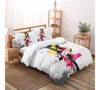 SHOVERKD Samurai Paint Splash Bedding Set Digital Printe Theme Duvet Cover Set 3 Pcs Microfiber Quilt Cover Suitable for All Seasons with Pillowcase King（220x240cm）