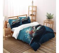 SHOVERKD Shark Graffiti Bedding Set 3D Digital Printing Animal Themes Marine Animals Duvet Cover Set for Boys & Girls Chic Breathable Quilt Cover with Pillowcase Super King（260x220cm）