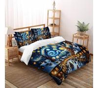 SHOVERKD Snowy Town Christmas Tree Bedding Set 3D Digital Printing Theme Duvet Cover Set 3 Pcs Microfiber Comforter Cover for Boys & Girls with Pillowcase Super King(260x220cm)