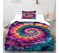 SHOVERKD Spiral Color Bedding Set 3D Digital Printing Ripple Illustrations Duvet Cover Set Microfiber Comforter Cover Universal for All Seasons Pillowcase Single(135x200cm)