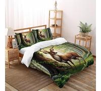 SHOVERKD Stag 3D Printed Quilt Cover Set Bedding 3 Pieces Luxury Microfiber Forest Wild Animals with Pillowcases,Hidden Zipper for Boys And Girls Double（200x200cm） Modern Home Decor