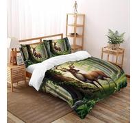 SHOVERKD Stag 3D Printed Quilt Cover Set Bedding 3Pcs Soft Microfiber Forest Wild Animals with Pillowcases,Hidden Zipper for Boys And Girls King(220x240cm) Modern Bedroom Decor