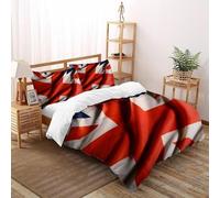 SHOVERKD Union Jack Flag Texture Bedding Set Digital Printe Theme Duvet Cover Set 3 Pieces Microfiber Comforter Cover for All Seasons with Pillowcase King（220x240cm）