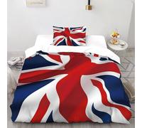 SHOVERKD Union Jack Heritage Bedding Set 3D Digital Printing Theme Duvet Cover Set 2 Pcs Microfiber Comforter Cover for Boys & Girls with Pillowcase Single（135x200cm）