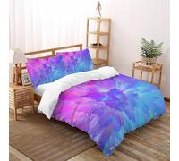 SHOVERKD Violet Blue Radiant Burst Bedding Set 3D Printed Theme Duvet Cover Set 3 Pieces Microfiber Comforter Cover for All Seasons with Pillowcase Double（200x200cm）
