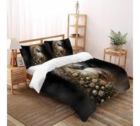 SHOVERKD White Horse Christmas Tree Bedding Set Digital Printe Wildlife Land Animal Theme Duvet Cover Set 3 Pcs Microfiber Quilt Cover Suitable for All Seasons with Pillowcase Super King（260x220cm）