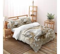 SHOVERKD White Horse Fabric Bedding Set 3D Digital Printing Grace Field Animal Duvet Cover Set Microfiber Comforter Cover Universal for All Seasons Pillowcase Super King（260x220cm）