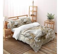 SHOVERKD White Horse Fabric Bedding Set Digital Printe Grace Field Animal Duvet Cover Set 3 Pieces Chic Breathable Quilt Cover Universal for All Seasons with Pillowcase Double（200x200cm）