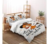 SHOVERKD Witch Salem Bedding Set 3D Design Halloween Air Character Duvet Cover Set Chic Breathable Quilt Cover 3 Pieces Universal for All Seasons Pillowcase Double（200x200cm）