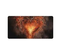 Show A Heart on Fire Desk Mat 30x60cm, Non-Slip Rubber Base with Stitched Edges, Waterproof Desk Pad for Keyboard & Mouse, Large Mouse Pad for Office Gaming
