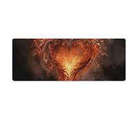 Show A Heart on Fire Desk Mat 30x80cm, Non-Slip Rubber Base with Stitched Edges, Waterproof Desk Pad for Keyboard & Mouse, Large Mouse Pad for Office Gaming