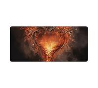Show A Heart on Fire Desk Mat 40x90cm, Non-Slip Rubber Base with Stitched Edges, Waterproof Desk Pad for Keyboard & Mouse, Large Mouse Pad for Office Gaming