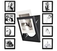 Show and Listen Vinyl Record Display Frame 32cm × 32cm Black - 8 Pack Album Wall Mount Holder, LP Storage Case, Acrylic Record Frame, Music Collector Bundle