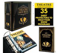 Show-Bill Binder & Theatre Journal Set - Faux Leather Folder with 35 Sleeves, 86 Show Log Book - Musical Theatre Program Organiser & Broadway Gift