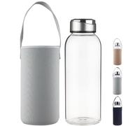SHOW INGENUITY 1500ml Borosilicate Glass Water Bottle BPA Free Reusable Glass Drinking Bottle with Neoprene Sleeve and Stainless Steel Lid