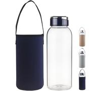 SHOW INGENUITY 1500ml Borosilicate Glass Water Bottle BPA Free Reusable Glass Drinking Bottle with Neoprene Sleeve and Stainless Steel Lid