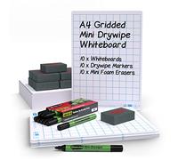 SHOW-ME A4 Dry Wipe Board, Grid Squared Whiteboard, Classroom Whiteboard For Teachers, Flexible Whiteboard Set, Grid Lined Whiteboard For Children, 31-Piece Small Kit