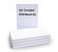 Show-Me Basics A4 Gridded/Plain Budget Whiteboards - Pack of 100 Double-Sided Dry-Wipe Student Boards (Tear-Resistant Surface, Gridded one side and Plain Reverse, Classroom, Home, Learning Aid)