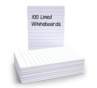 Show-Me Basics A4 Lined/Plain Budget Whiteboards - Pack of 100 Double-Sided Dry-Wipe Student Boards (Tear-Resistant Surface, Lined one side and Plain Reverse, Classroom, Home, Learning Aid)