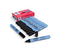 SHOW-ME Black Whiteboard Markers, 1.2mm Fine Tip, 3-Day Cap-Off, Box of 12