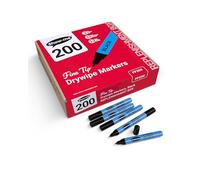 SHOW-ME Black Whiteboard Markers, 1.2mm Fine Tip, 3-Day Cap-Off, Box of 200 | Erasable ink supports everyday classroom board writing and wipes clean from drywipe surfaces