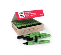 SHOW-ME Black Whiteboard Markers, 2mm Tip, 3-Day Cap-Off, Box of 35
