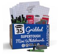 Show-me C/SRG A4 Super tough Gridded Dry wipe Boards, Class Kit (Pack of 35)