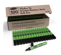 Show-me Drywipe Marker Medium Tip Slim Barrel Black (Pack 100) - CP100