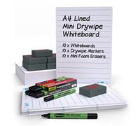 Show-me LIB10A Lined Double-Sided Boards - A4 Size for Drywipe and White Board Pens - Ideal for Classrooms, Schools and Education (10 Sets)