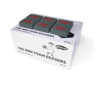 Show-Me Mini Rectangular Foam Whiteboard Eraser Pack, Lightweight Drywipe Board & Chalkboard Erasers for Schools & Classrooms, Versatile & Easy-to-Use, Black, 100PK