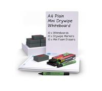 Show-me - Mini Whiteboards A4 Bulk Box | 10 Small Portable Whiteboards with Markers & Erasers | Double-Sided SurfaceShield Technology with 2-Year Surface Guarantee