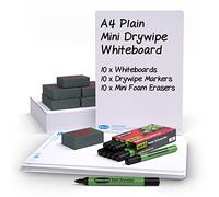 Show-me - Mini Whiteboards A4 Bulk Box | 10 Small Portable Whiteboards with Markers & Erasers | Double-Sided SurfaceShield Technology with 2-Year Surface Guarantee