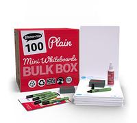 Show-me - Mini Whiteboards A4 Bulk Box | 100 Small Portable Whiteboards with Markers & Erasers | Double-Sided SurfaceShield Technology with 2-Year Surface Guarantee