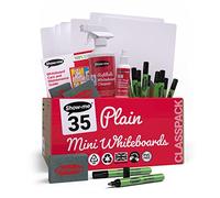 Show-me - Mini Whiteboards A4 Bulk Box | 35 Small Portable Whiteboards with Markers & Erasers | Double-Sided SurfaceShield Technology with 2-Year Surface Guarantee