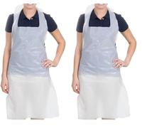 SHOW-ME Premium Disposable Aprons for Women & Men (White, 200 Pack), 686mm x 1170mm Polyethylene Aprons for Adults, 16 Micron Thickness, NHS Approved, Unisex-Adults