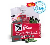 Show-me StayClean A4 Whiteboards Plain/Plain (35 boards pens and erasers + Free cleaners) C/SMB