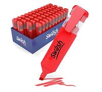 SHOW-ME Swäsh HLP48RD Premium Highlighter Pens for Schools and Students - Wedge Tip - Red (48 Pack of Markers)