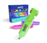 SHOW-ME Swash HLP10A Chisel Tip Coloured Highlighter Pens Multipack (Pack of 10) for Pencil Case and Stationary Supplies Essentials