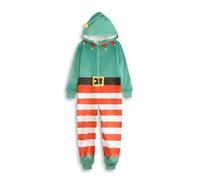 Show Me The Merch Elf Kids Green Striped Onesie | Hooded Zip-Up Sleepwear in Fluffy Material | Christmas Nightwear & Costumes for Holidays 2-3 Years