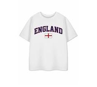 Show Me The Merch Kids England White Graphic Tee | St. George's Cross Flag Short Sleeve Top | Unisex Football Tournament Merchandise | Children's England Pride T-Shirt - 5-6 Years