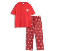 Show Me The Merch Men's Short Sleeve Long Leg Pyjama Set (Adult Red) in Red | Size: Medium Show Me The Merch Red M